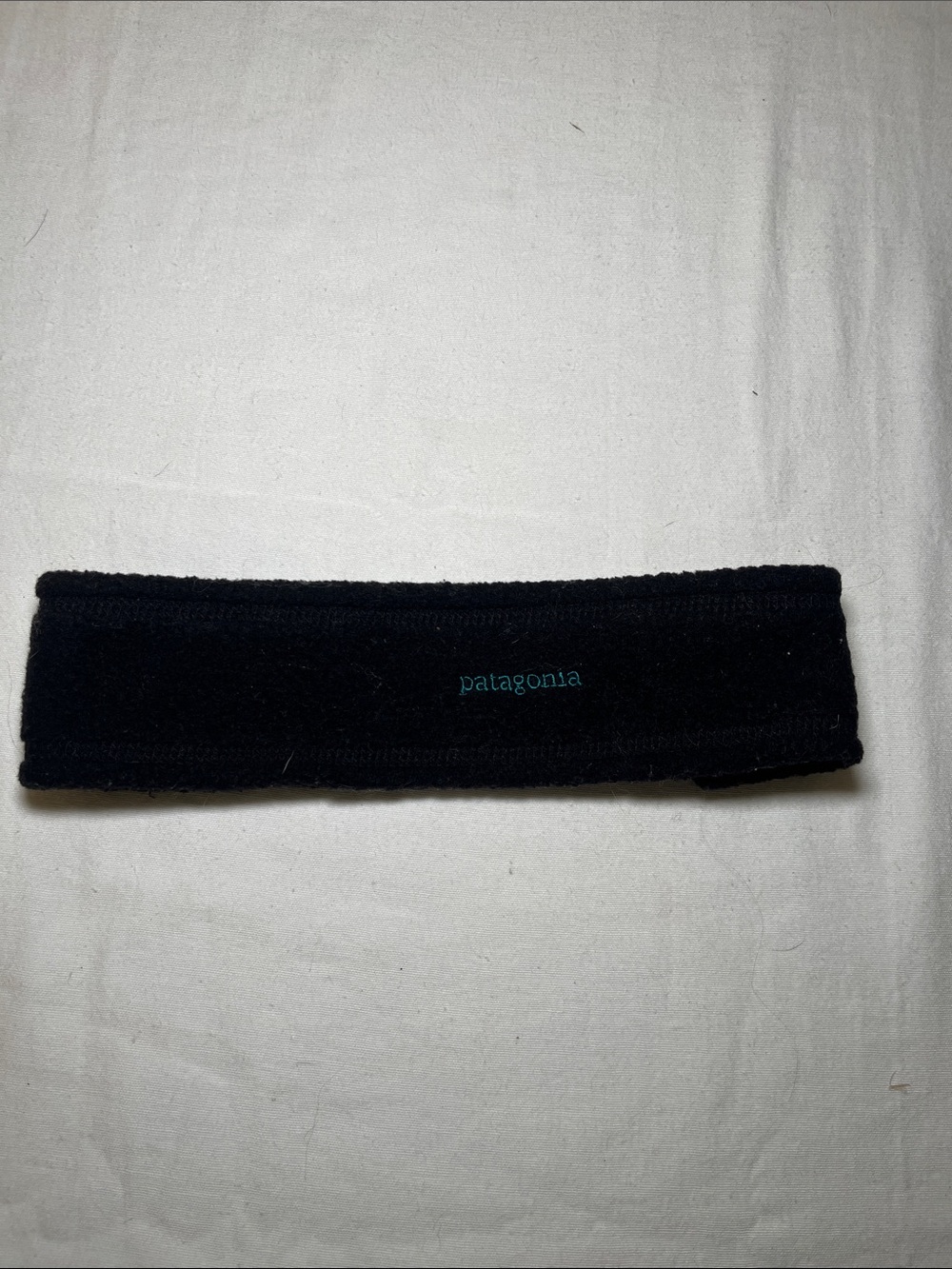 Patagonia Black Fleece Headband with Teal Logo
